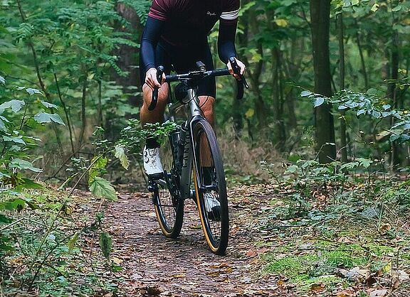 Fahrrad Fahrender im Wald