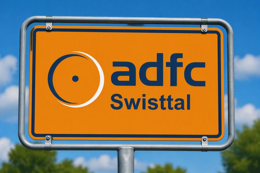Ortsschild ähnliches Schild mit Schriftzug ADFC Swisttal