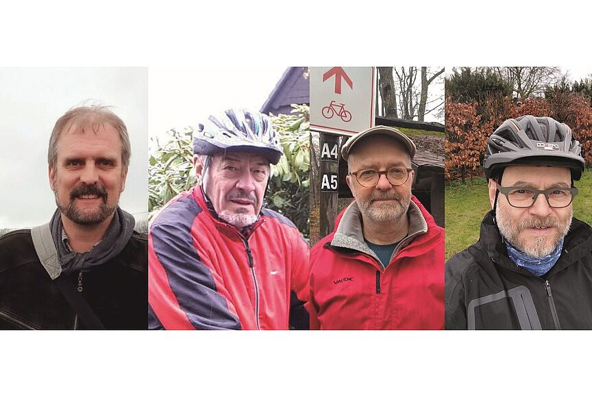 ADFC Bergischer Rhein-Sieg-Kreis - Pressefoto Gründer Foto der vier Gründer der Ortsgruppe Bergischer Rhein-Sieg-Kreis